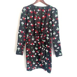 THE KOOPLES Womens 2 (Medium) Black Red Green White Fleur Naive Silk Dress WW8